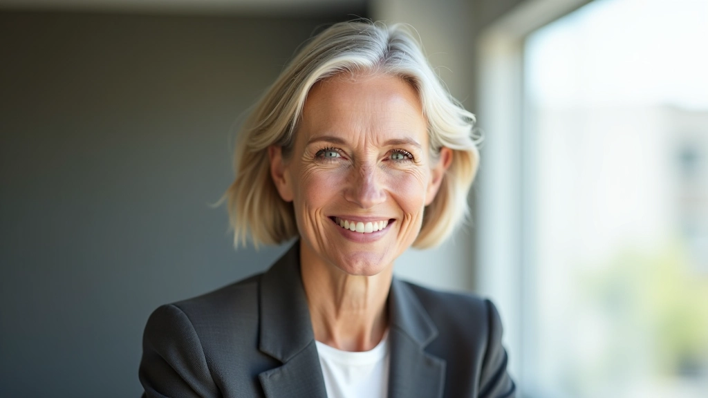 Confident woman in modern office setting
